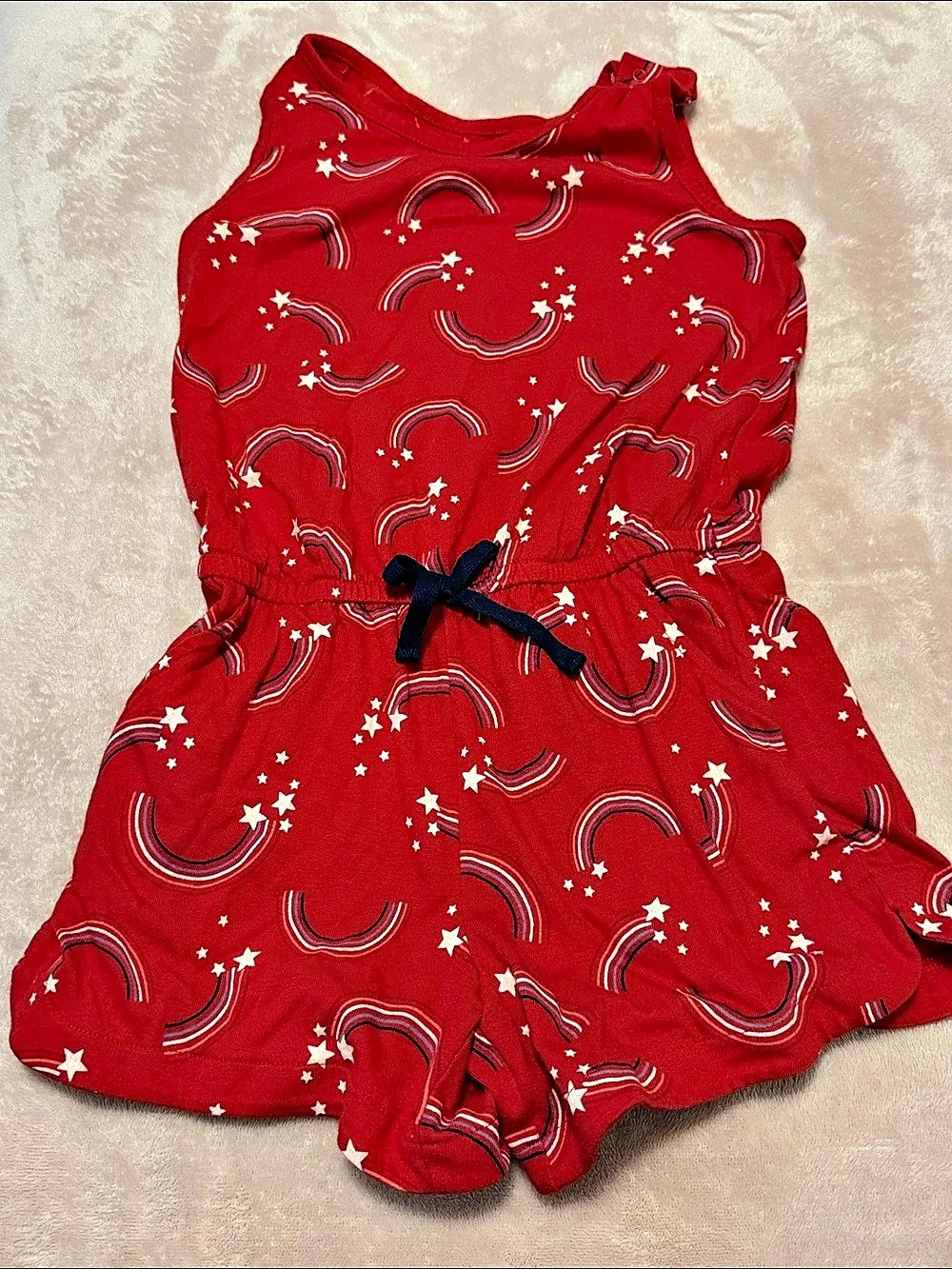 Cat & Jack Girls Red Rainbow Star Romper